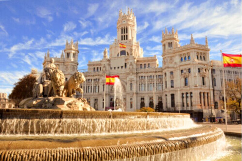 The historic Madrid Fountain, Spain.