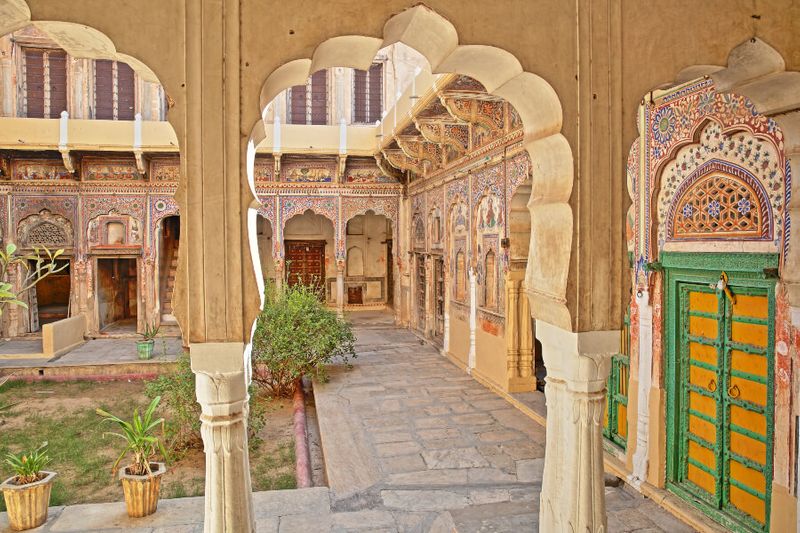 The Ladia Haveli with colourful frescoes and paintings
