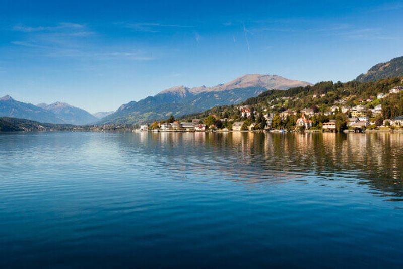 The Village of Millstatt am See on the Lake of Millstatt in Austria.