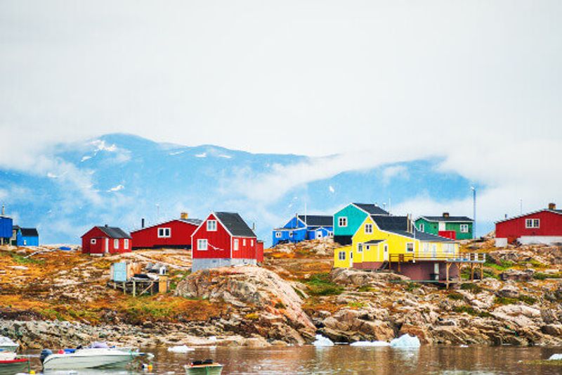 Colorful houses in the Saqqaq Village.