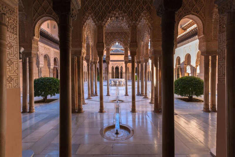 The famous Alhambra is a palace and fortress complex located in Granada, Andalusia, Spain.