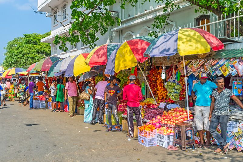 The fruit vendors in Pettah Market, Colombo, Sri Lanka.