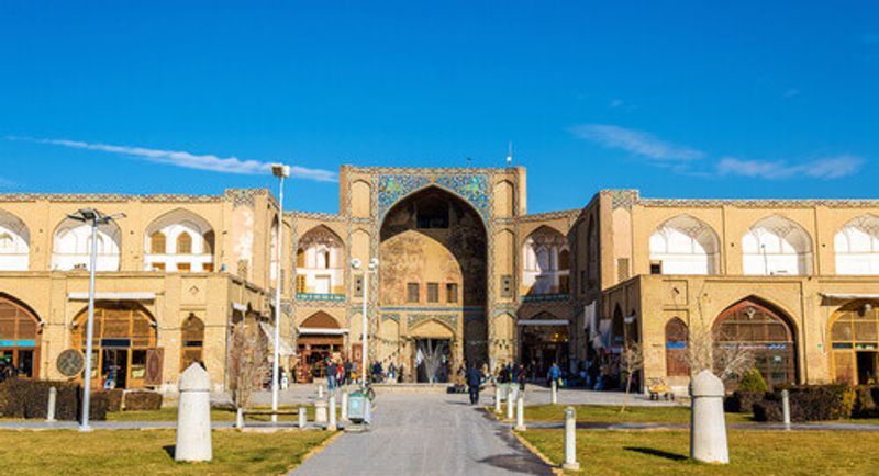 The entrance to the Grand Bazaar in Esfahan, Iran.