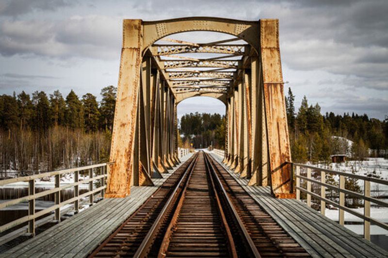 A railway bridge located in the north of Sweden.