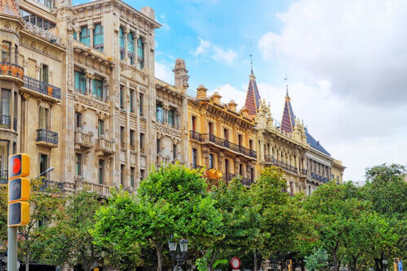 The beautiful historical landscape at the Gothic Quarter of Barcelona, Catalonia.