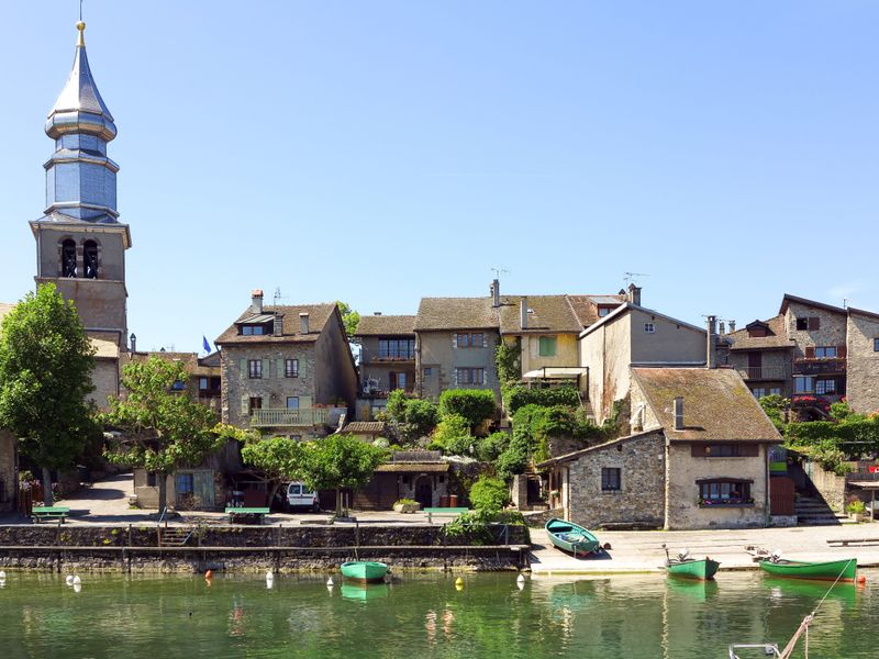 The picturesque harbour at Yvoire, one of Lake Geneva’s most charming medieval villages
