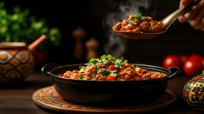 Turkmen spiced meat filling for gutap