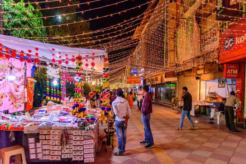 Locals shopping for the Diwali Festival in New Delhi.