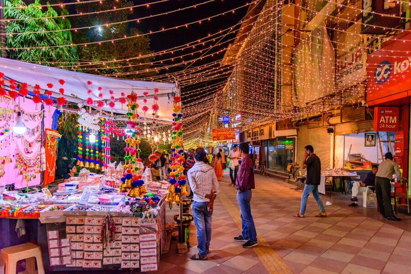 Locals shopping for Diwali festivities in New Delhi