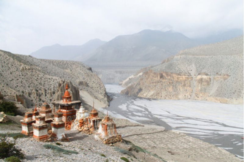 Religious pagoda's in Upper Mustang, Nepal.