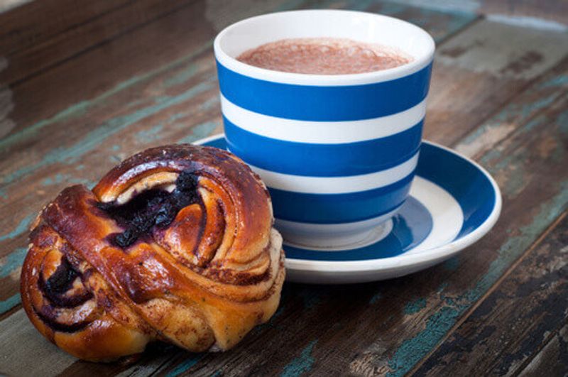 Coffee and a bun is a tradition in Sweden known as fika.