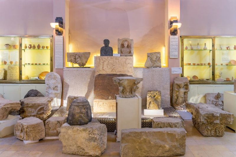 The Jordan Archaeological Museum with the Ain Ghazal statues in Amman, Jordan.