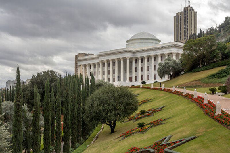 The Universal House of Justice in Bahai Gardens, Haifa, Israel.