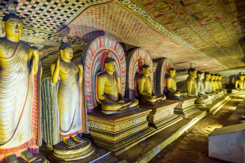 The Golden Temple of Dambulla is A World Heritage SIte and has a total of 153 statues