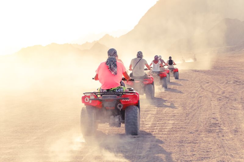 A quad bike tour in the sandy desert pavements in Egypt