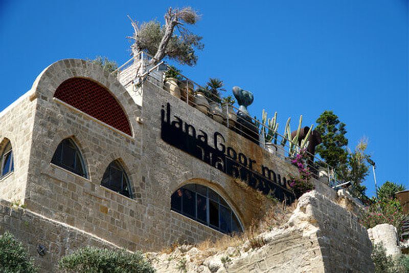 The stone facade of the Ilana Goor Museum in Jaffa, Israel.