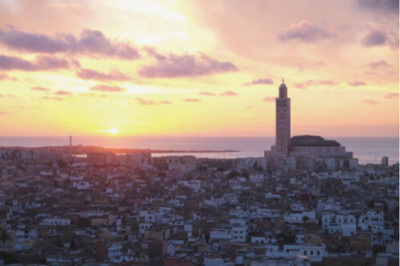 Aerial View of Casablanca Morocco at Sunset