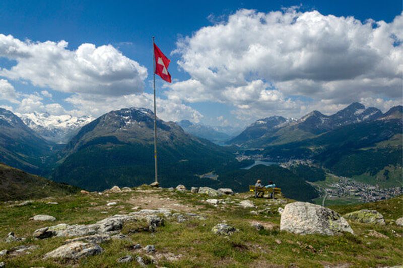 The Muottas Muragl in St Moritz, Switzerland.