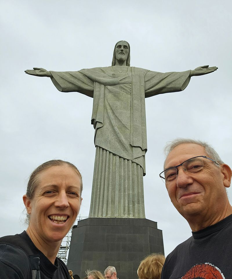 Susan and Vic with Christ the Redeemer (photo taken by Susan on tour)