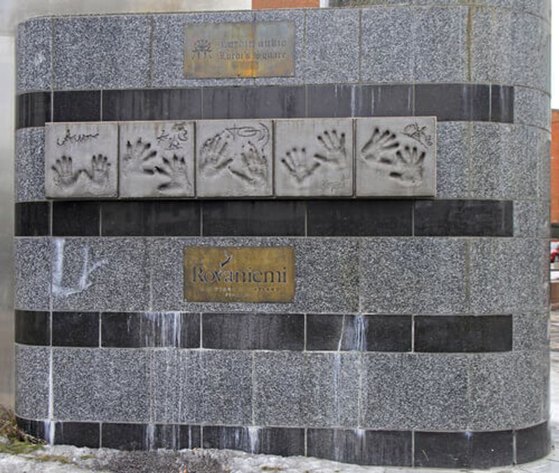 Monument with palm prints of Heavy Metal Band Lordi in Rovaniemi ,Finland.