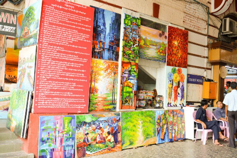 The Bogyoke Market or Scotts Market in Yangon selling a variety of local products.