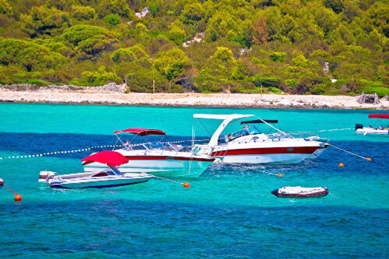 A view of the Sakarun Beach yachting bay in Dugi Otok Island.