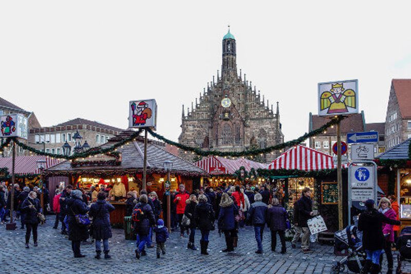 The Christmas Market or, Chriskindlesmarkt in Nuremberg.