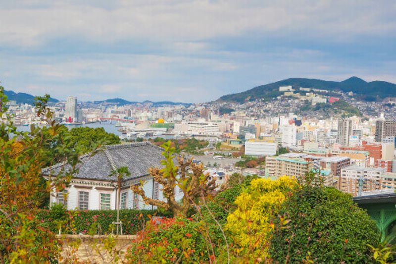 The picturesque view of Nagasaki City from Glover Garden attracts many visitors to Nagasaki.