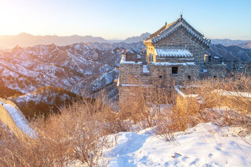 The Great Wall of China in winter.