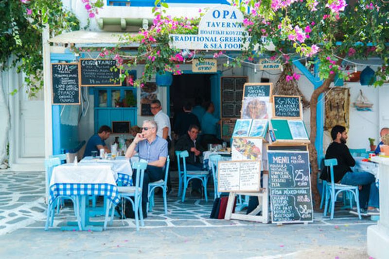 A traditional Taverna in Mykonos, Greece.