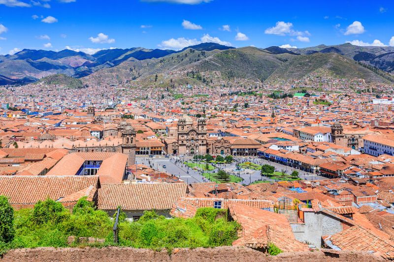 The historic capital of the Incan Empire with Plaza de Armas visible.