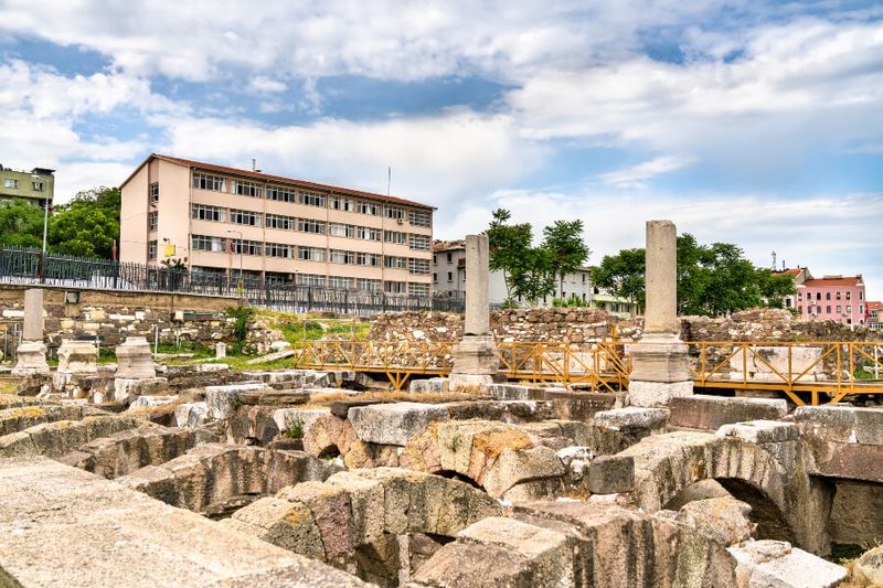 Remains of the ancient Agora or Market of Smyrna in Turkey