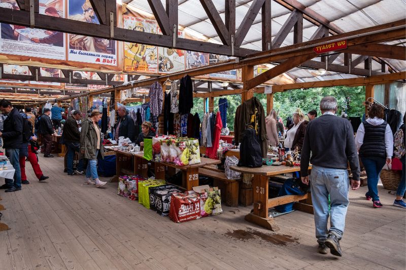 People inside the Izmailovsky Flea Market