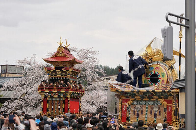 The Takayama Spring Festival Parade in Takayama, Japan.