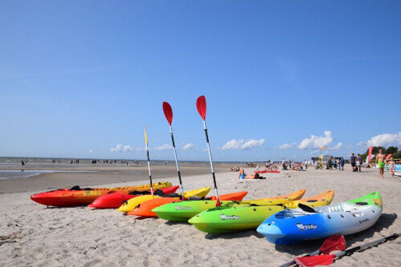 Canoes on the Baltic Sea in summer.