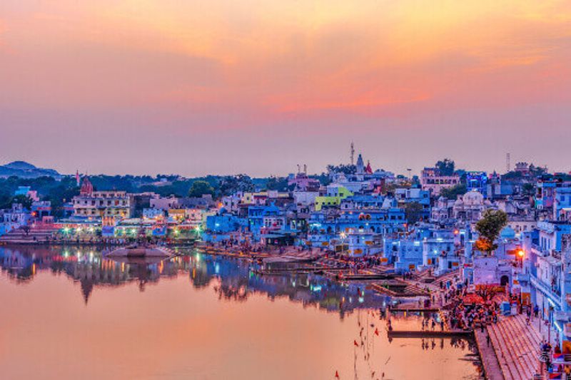 The Pushkar Holy Lake at sunset.