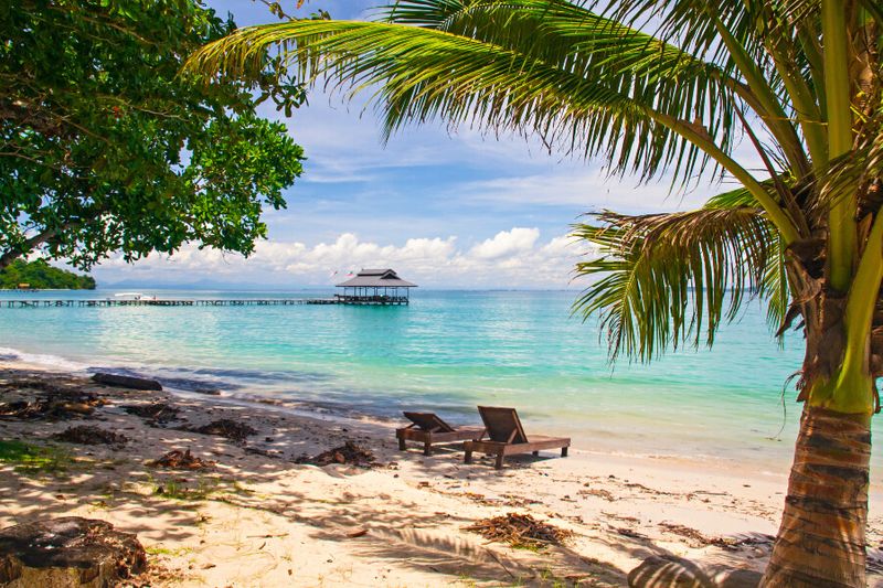 The beach at Pulau Tiga Resort