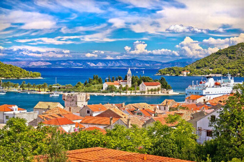 The scenic island of Vis' waterfront in Dalmatia.