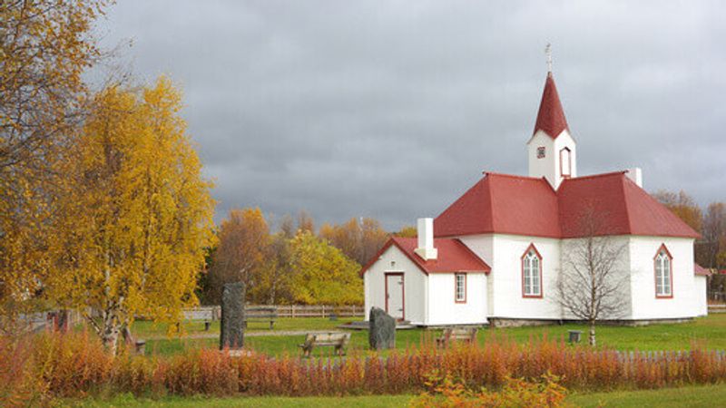 A lone church on the countryside of Karasjok, Norway.