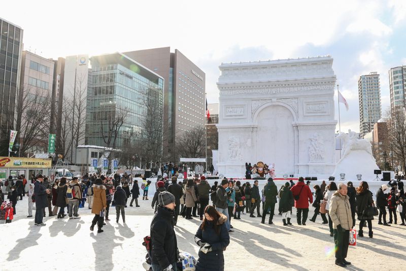 An Odori Park sculpture, part of the Sapporo Snow Festival.