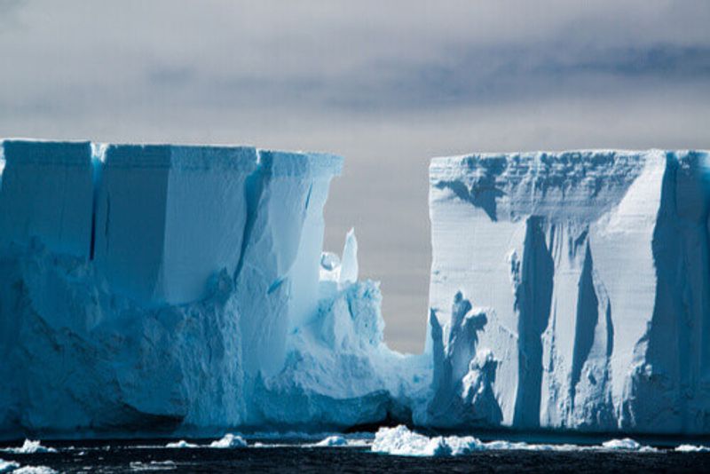 A huge tabular iceberg in Antarctica.