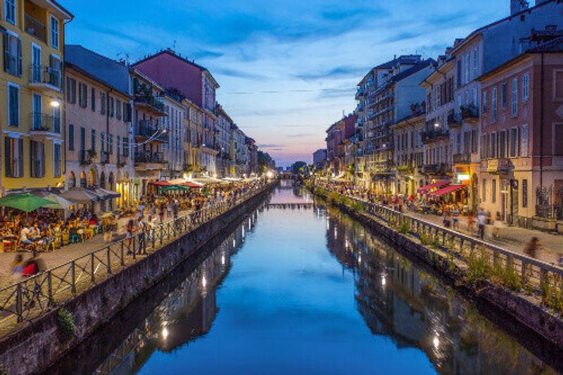 The Naviglio Grande district at night