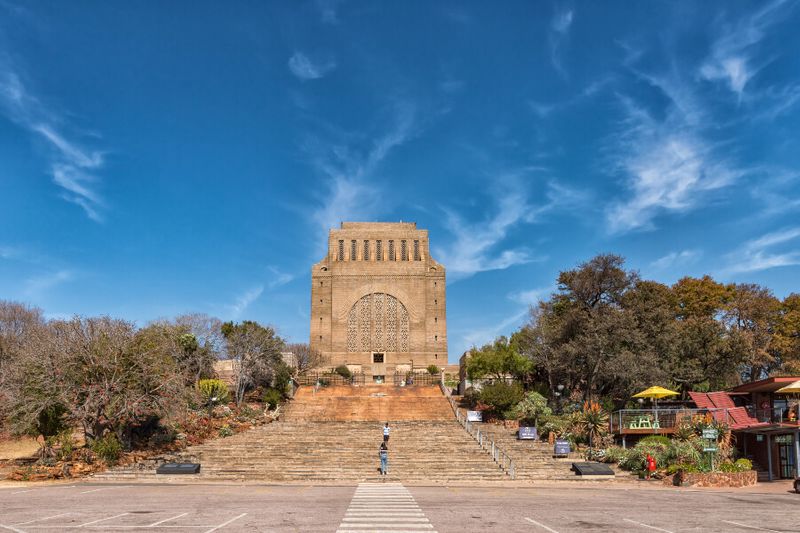 The historic Voortrekker Monument on the forested hills of Pretoria.