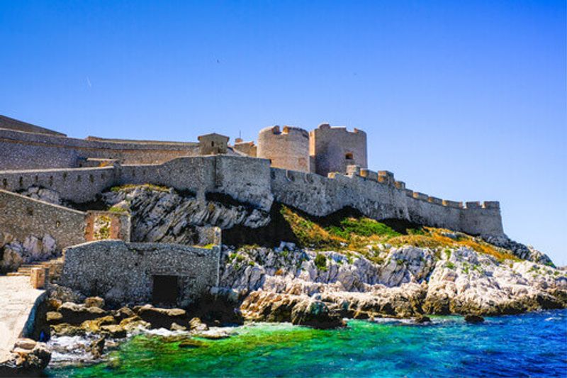 Chateau D'if is a famous fortress prison on the island in the Bay of Marseille.