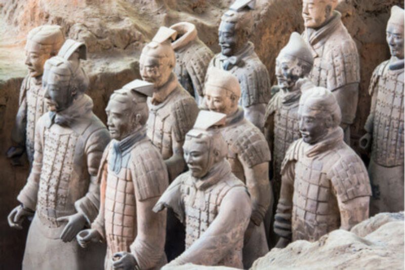 A close up view of the Terracotta Warriors.