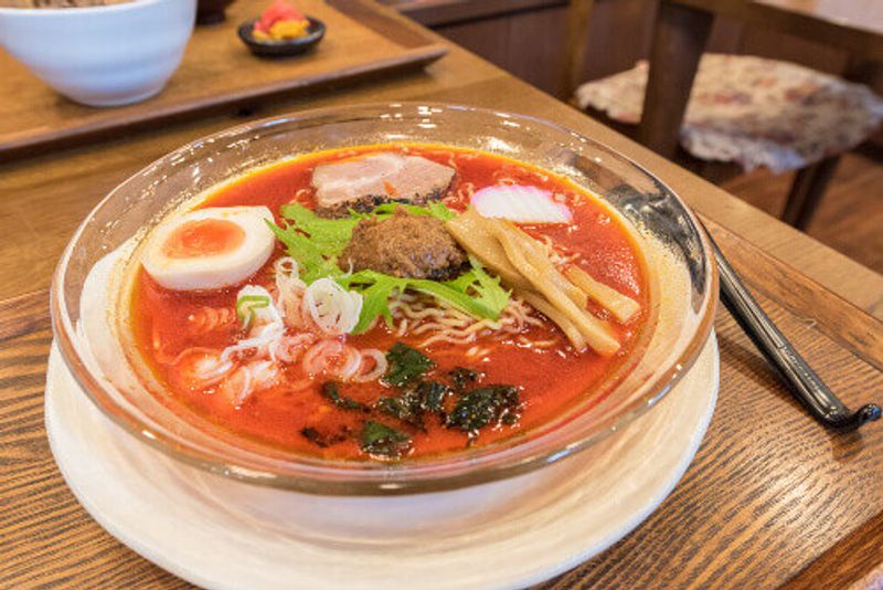 Spicy Hida Takayama Ramen is popular in Chubi, Takayama, Japan.