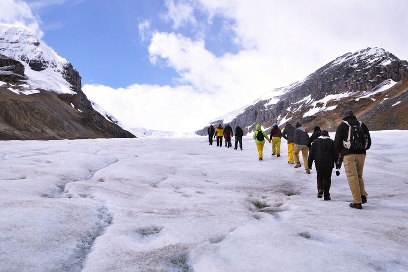 Exhilarating hiking tours are available at the Athabasca Glacier.