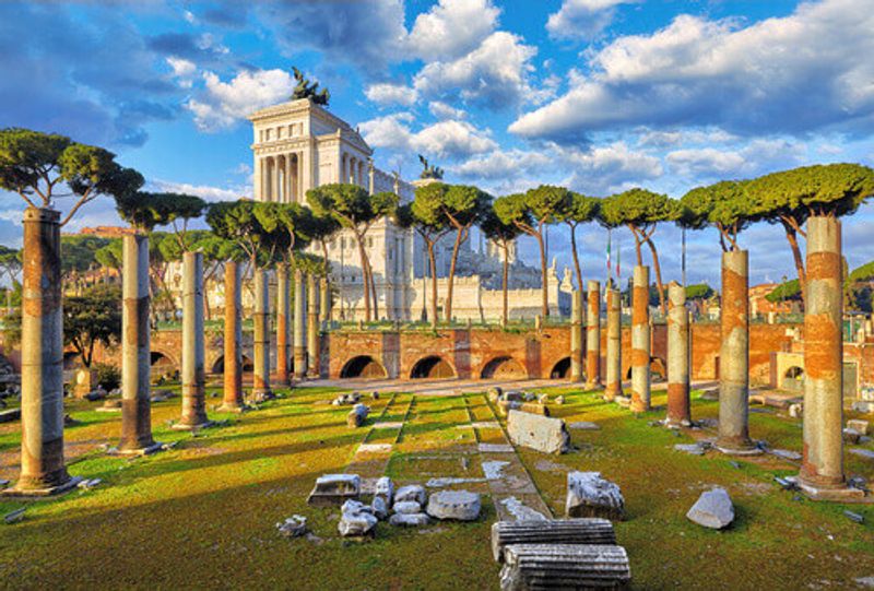 The wrecked columns in the Vittoliano Museum on Capitoline Hill in Rome.