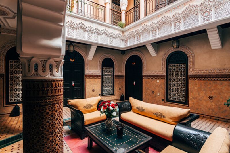 A riad is a traditional Morroccan style home, and is a comfy place to stay for visitors.