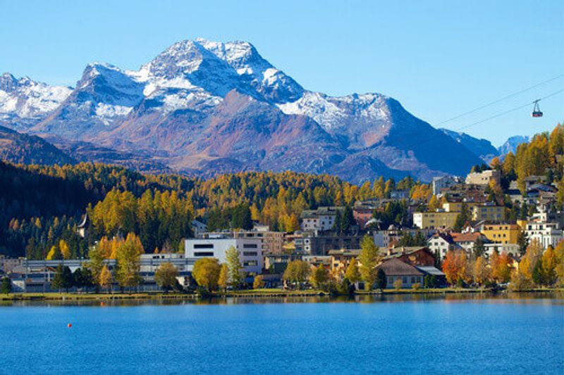 Hiking in the Engadin Valley in Saint Moritz, Switzerland.